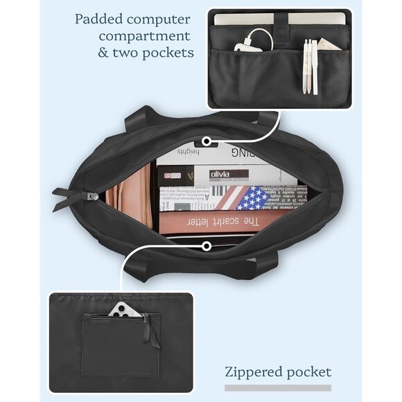 Prite Tote Bag for Women Weekender Bag with Laptop Compartment Travel Gym - Picture 4 of 7